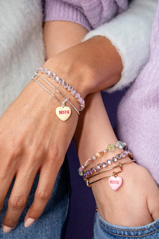 Pink Crystal Heart Stretch Bracelet.