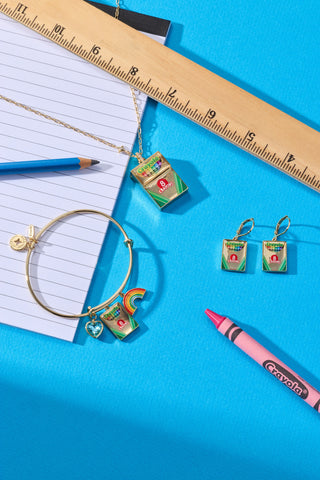 Crayola 'To Teach Is To Color A Life Forever' Crayon Box Earrings.