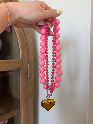 Golden Heart Necklace styled flat lay - House of Me boutique Norman OK
