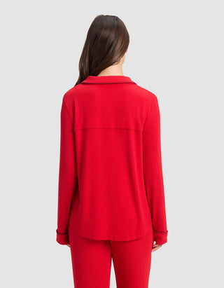 Women's Bamboo Rib-Knit Classic Long Sleeve Pajama Top.
