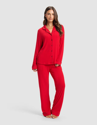 Women's Bamboo Rib-Knit Classic Long Sleeve Pajama Top.