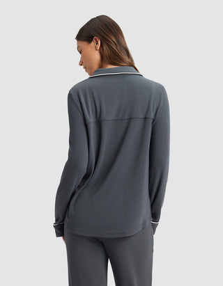 Women's Bamboo Rib-Knit Classic Long Sleeve Pajama Top.