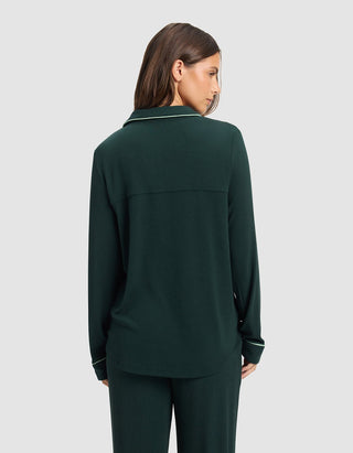 Women's Bamboo Rib-Knit Classic Long Sleeve Pajama Top.