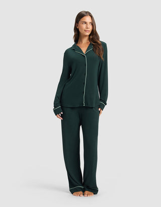 Women's Bamboo Rib-Knit Classic Long Sleeve Pajama Top.
