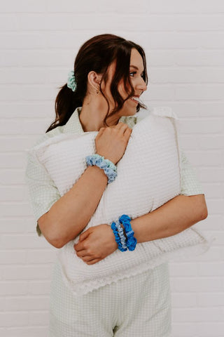 Blue My Mind small silk scrunchies by Teleties - House of Me boutique Norman OK