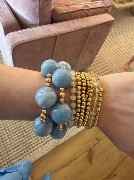 The Coastal Beaded Bracelet Set – Blue