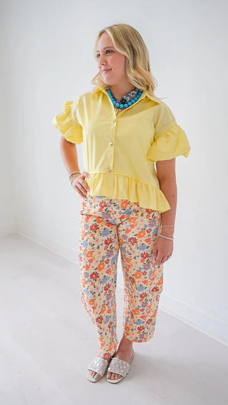 Meadow Floral Barrel Jeans