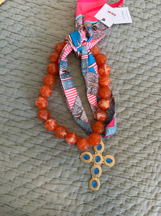 Riviera Scarf Cross Necklace