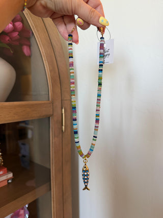 Rainbow Reef Necklace handmade colorful beaded necklace Hart Designs - House of Me boutique Norman OK