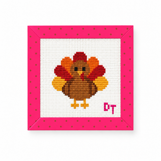 Little Gobbler mini turkey needlepoint canvas by Duo Threads - House of Me boutique Norman OK