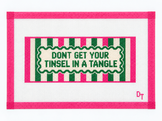 Tinsel in a Tangle striped Christmas needlepoint canvas by Duo Threads - House of Me boutique Norman OK
