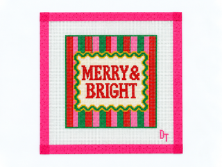 Merry and Bright striped Christmas needlepoint canvas by Duo Threads - House of Me boutique Norman OK