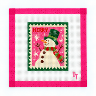 Frosty and Bright snowman Christmas needlepoint canvas by Duo Threads - House of Me boutique Norman OK