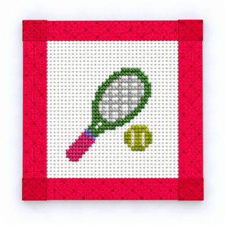Match Point mini tennis racket needlepoint canvas by Duo Threads - House of Me boutique Norman OK