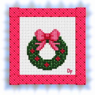 Mini Christmas wreath needlepoint canvas by Duo Threads - House of Me boutique Norman OK