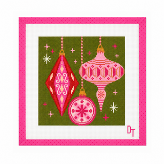 Merry and Mod retro ornaments Christmas needlepoint canvas by Duo Threads - House of Me boutique Norman OK