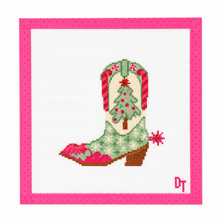 Christmas cowboy boot western holiday needlepoint canvas by Duo Threads - House of Me boutique Norman OK