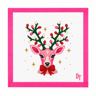 Merry Little Deer Christmas reindeer needlepoint canvas by Duo Threads - House of Me boutique Norman OK