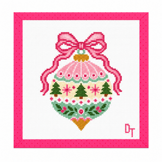 Pretty in Pink ornament Christmas needlepoint canvas by Duo Threads - House of Me boutique Norman OK