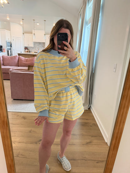 Mockneck Stripe Sweatshirt Lounge Top