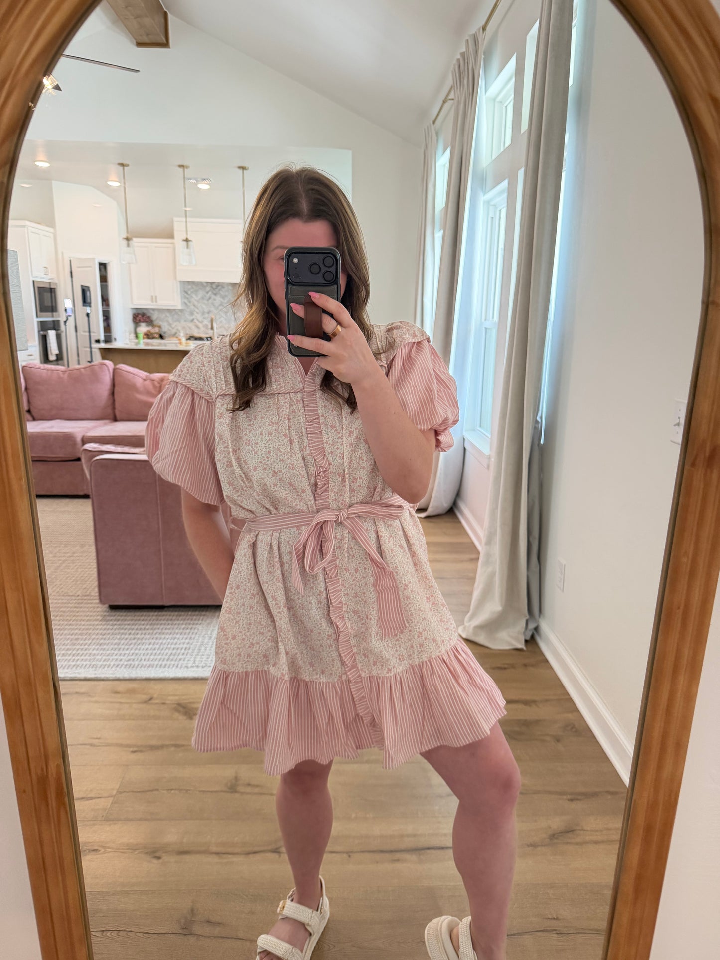 Mixed Print Ruffled Mini Dress