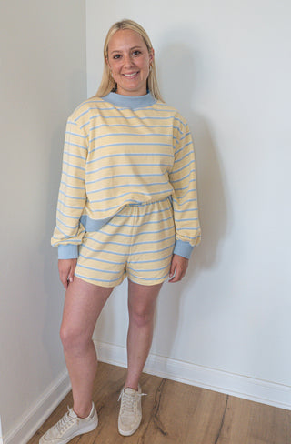 Mockneck Stripe Sweatshirt Lounge Top