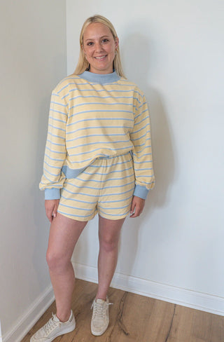 Mockneck Stripe Sweatshirt Lounge Top