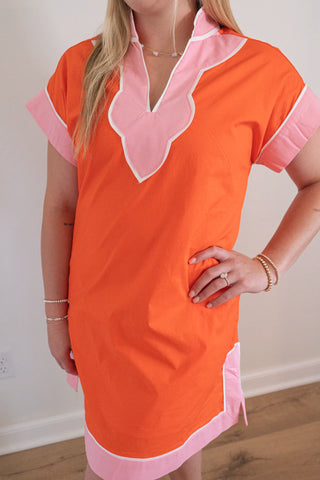 Scallop Contrast Mini Dress
