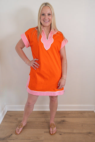 Scallop Contrast Mini Dress