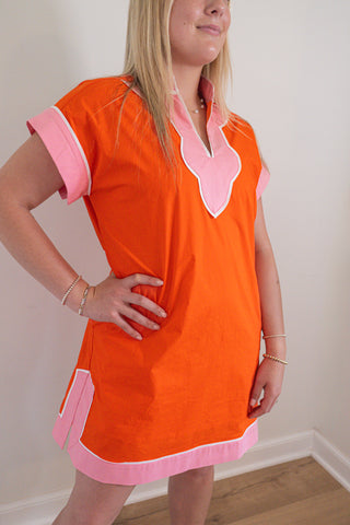 Scallop Contrast Mini Dress