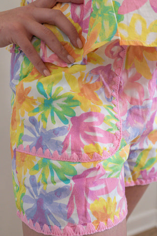 Floral Tie Shoulder Top and Shorts Set
