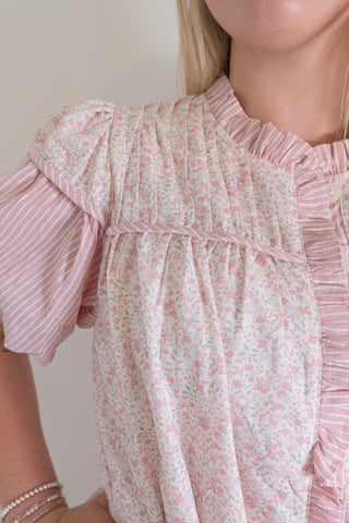 Mixed Print Ruffled Mini Dress