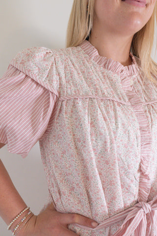 Mixed Print Ruffled Mini Dress