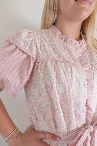 Mixed Print Ruffled Mini Dress