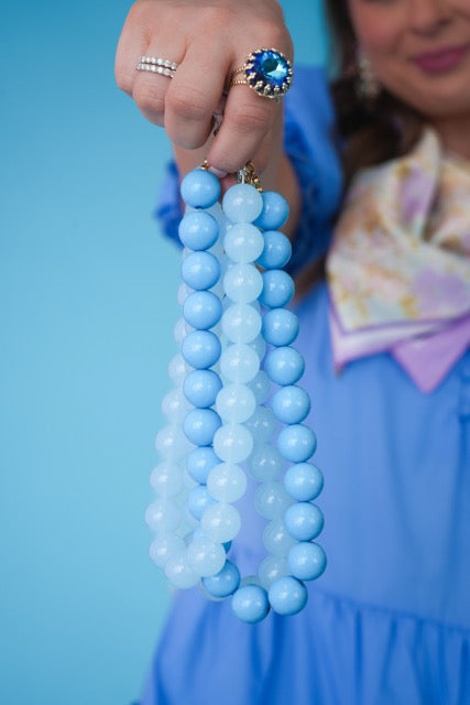 Statement Beaded Necklace- light blue