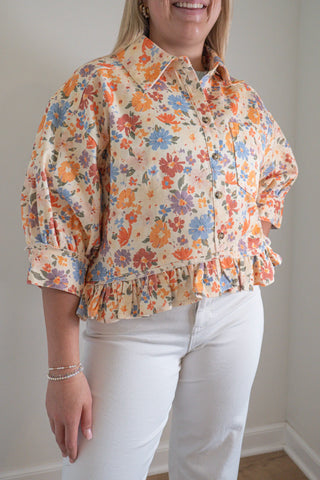 Petal Floral Button-Down Top