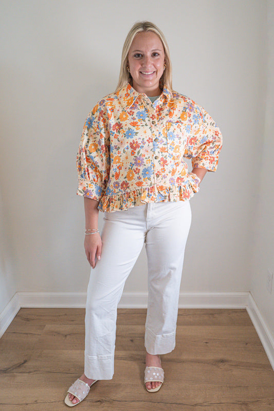 Petal Floral Button-Down Top
