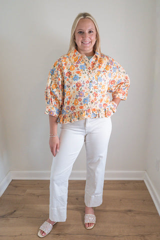 Petal Floral Button-Down Top