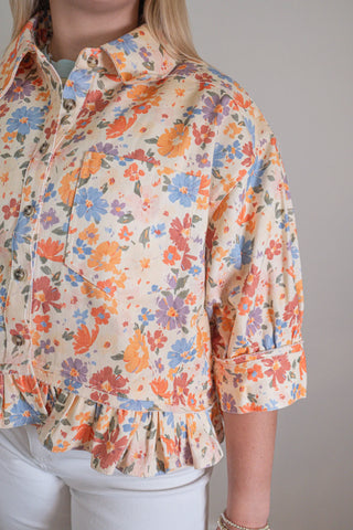 Petal Floral Button-Down Top