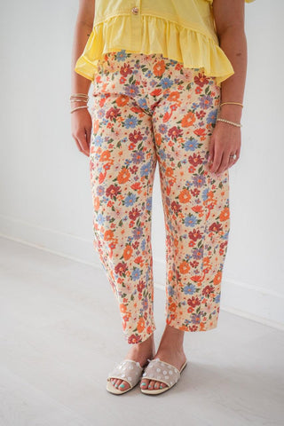 Meadow Floral Barrel Jeans floral embroidered barrel leg jeans - House of Me boutique Norman OK