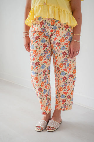 Meadow Floral Barrel Jeans
