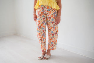 Meadow Floral Barrel Jeans detail shot - House of Me boutique Norman OK