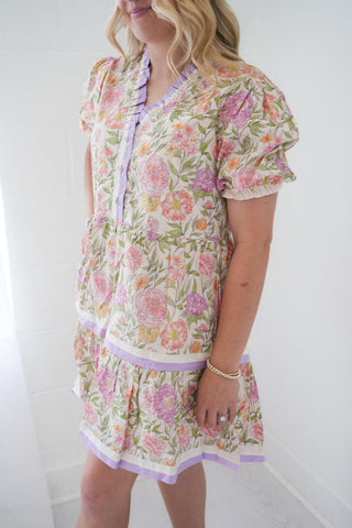 Lavender Fields Dress detail view - House of Me boutique Norman OK