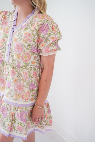 Lavender Fields Dress full length styled - House of Me boutique Norman OK