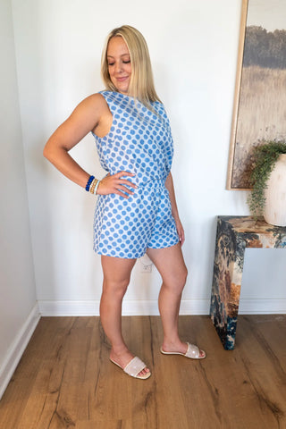 THML Polka Dot Relaxed Co-Ord Top in Blue