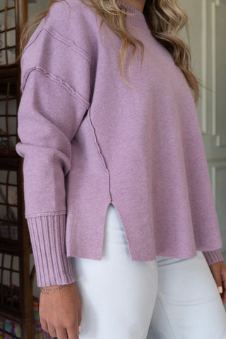 Lavender Drop Shoulder Oversized Sweater alternate view - House of Me boutique Norman OK