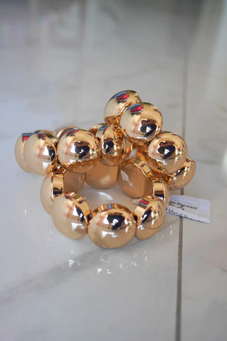 Bold Gold Water Resistant Metal Stretch Bracelet styled view - House of Me boutique Norman OK