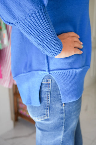 Ina Cobalt Boxy Knit Pullover Sweater