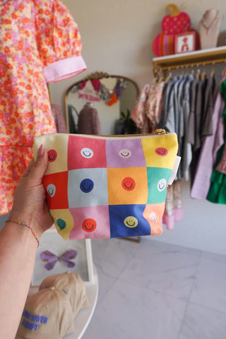Colorful Smiley Faces Canvas Pouch