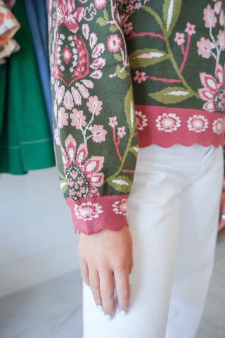 THML High Neck Floral Sweater